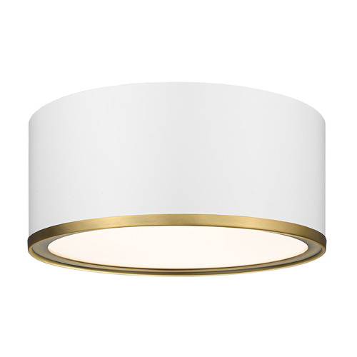 Z-Lite Arlo Matte White & Rubbed Brass Flush Mount by Z-Lite 2303F2-MW-RB