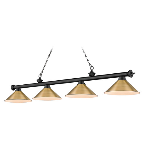 Cordon Matte Black & Rubbed Brass Billiard Light by Z-Lite