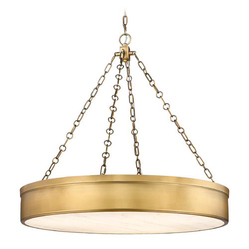 Z-Lite Anders Rubbed Brass LED Pendant Light with Drum Shade