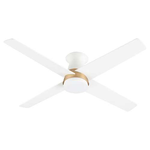 Cyan Design Santa Ana Studio White and Aged Brass LED Ceiling Fan with Light