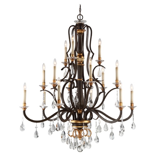 Metropolitan Lighting Chateau Nobles Raven Bronze with Sunburst Gold Crystal Chandelier N6458-652