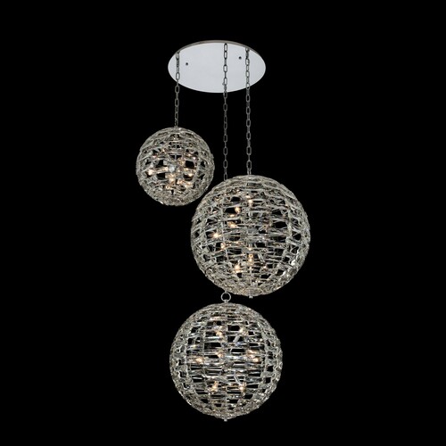 Allegri Lighting Alta 3-Light Multi-Drop Crystal Pendant in Chrome by Allegri Crystal 037254-010-FR001