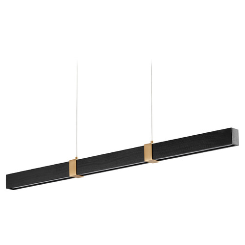 Decca 48-Inch LED Linear Pendant in Oak & Brass by Oxygen Lighting