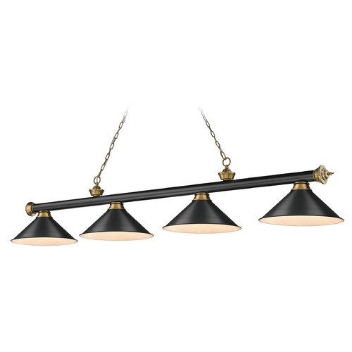 Cordon Matte Black & Rubbed Brass Billiard Light by Z-Lite