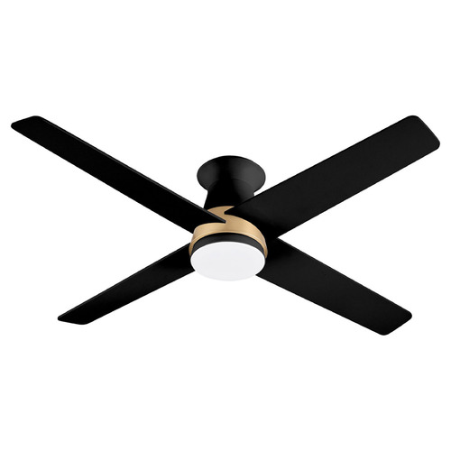 Cyan Design Santa Ana Matte Black and Aged Brass LED Ceiling Fan with Light