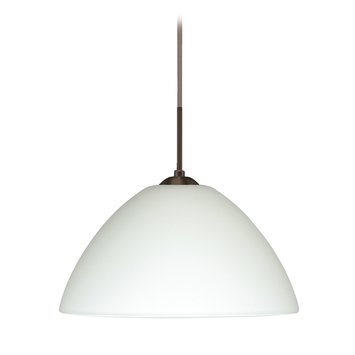 Besa Lighting Modern Pendant Light White Glass Bronze by Besa Lighting 1JT-420107-BR