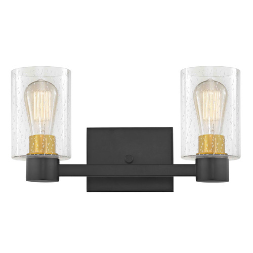 Design Classics Lighting Vashon 2-Light Bath Light in Matte Black & Brass by Design Classics 2102-07 SB GL1041C