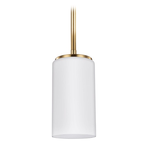 Generation Lighting Alturas 3.5-Inch Mini Pendant in Satin Brass with Opal Glass 6124601-848