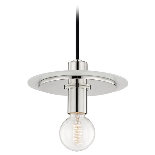 Mitzi by Hudson Valley Milo Mini Pendant in Polished Nickel & White by Mitzi by Hudson Valley H137701S-PN/WH