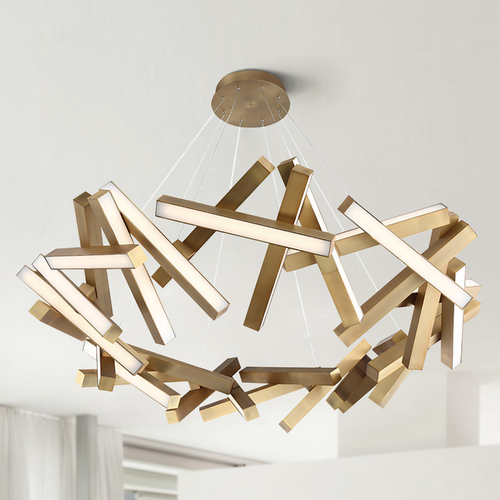 Chaos 61-Inch Round LED Chandelier in Aged Brass by Modern Forms