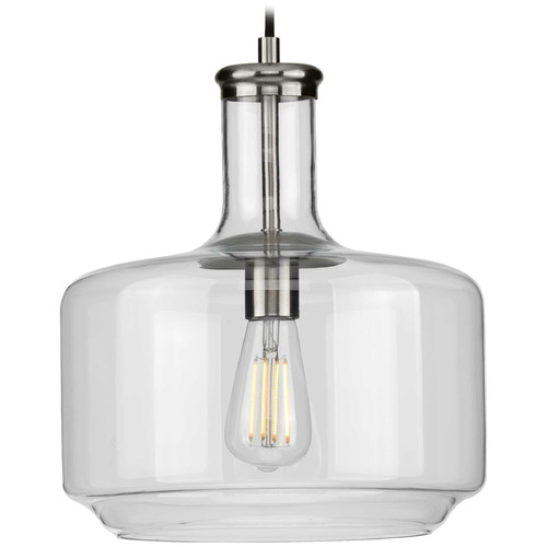 Progress Lighting Latrobe Brushed Nickel Pendant Light with Drum Shade