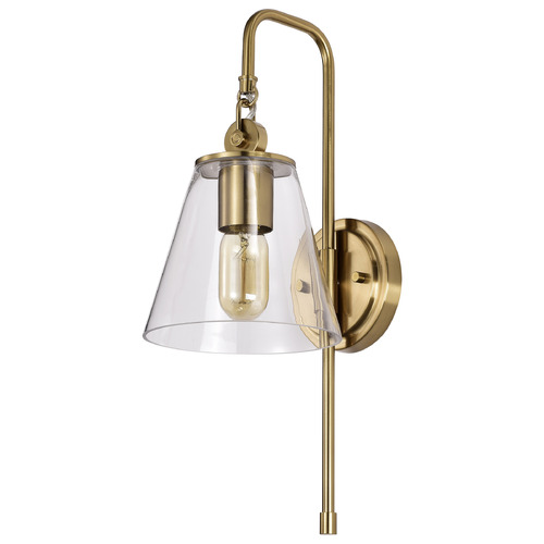 Dover Wall Sconce in Vintage Brass & Clear by Nuvo Lighting