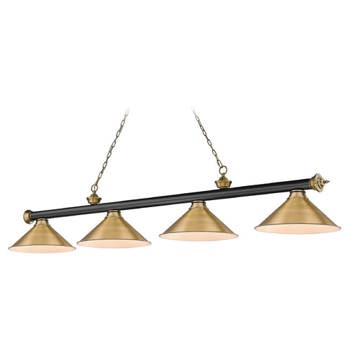 Cordon Matte Black & Rubbed Brass Billiard Light by Z-Lite