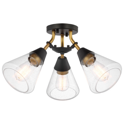 Nuvo Lighting Starlight Matte Black & Natural Brass Semi-Flush Mount by Nuvo Lighting 60-7684