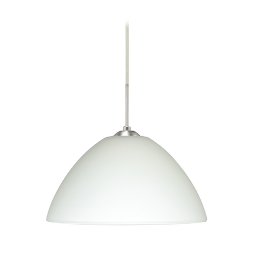 Modern Pendant Light White Glass Satin Nickel by Besa Lighting