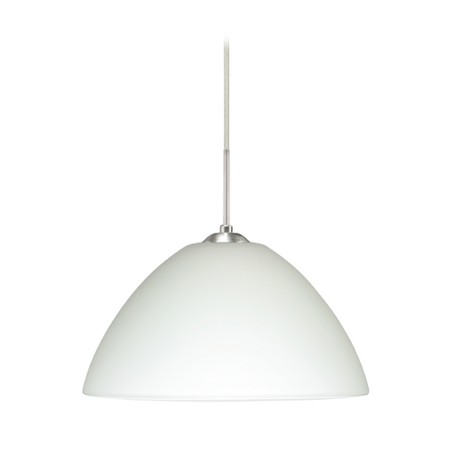 Besa Lighting Modern Pendant Light White Glass Satin Nickel by Besa Lighting 1JT-420107-SN