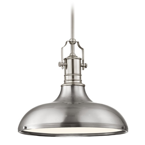 Design Classics Lighting Industrial Satin Nickel Pendant Light 15.63-Inch Wide 1765-09 SH1777-09 R1777-09