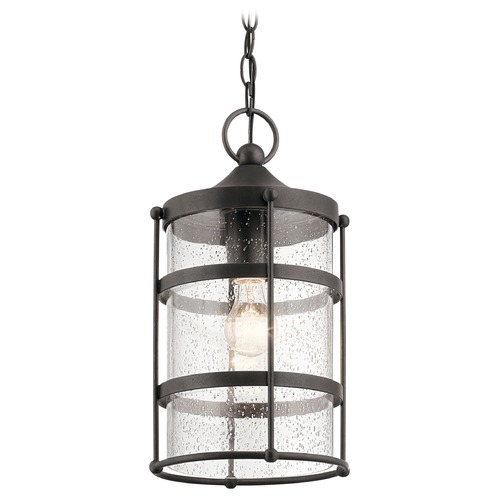 Seeded Glass Outdoor Hanging Light Iron Mill Lane by Kichler Lighting
