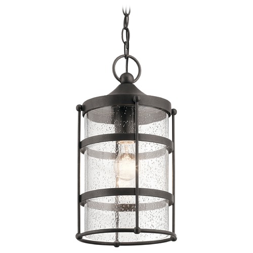 Kichler Lighting Seeded Glass Outdoor Hanging Light Iron Mill Lane by Kichler Lighting 49964AVI