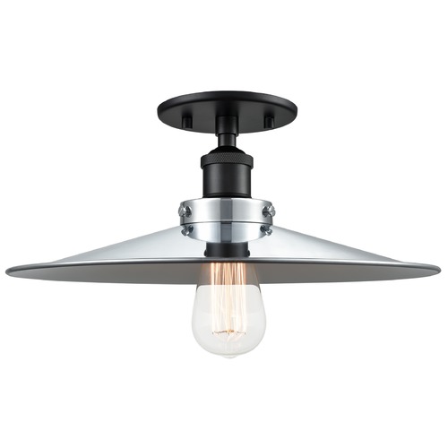 Bulstrodes Workshop Black & Chrome Semi-Flush Mount by Matteo Lighting