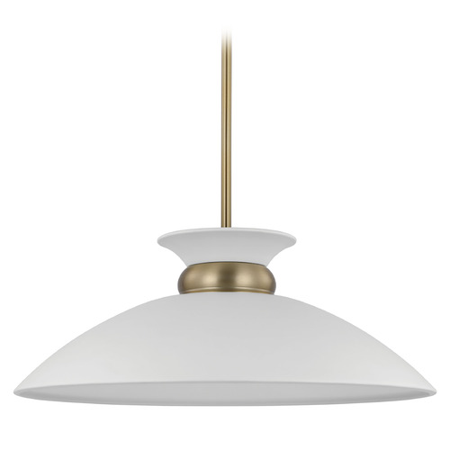 Perkins Medium Pendant in Matte White & Brass by Nuvo Lighting
