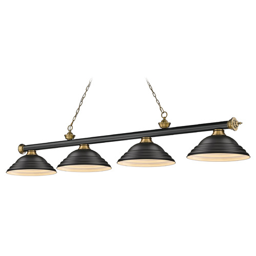 Z-Lite Cordon Matte Black & Rubbed Brass Billiard Light by Z-Lite 2306-4MB-RB-SMB