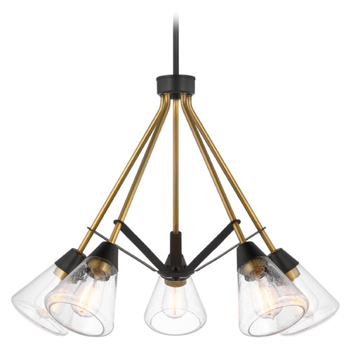 Starlight Matte Black & Natural Brass Chandelier by Nuvo Lighting