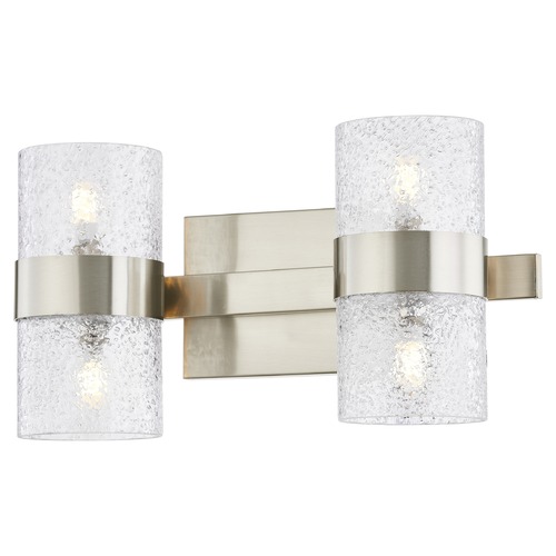 Zeal 2-Light Satin Nickel Bathroom Light with Water Glass