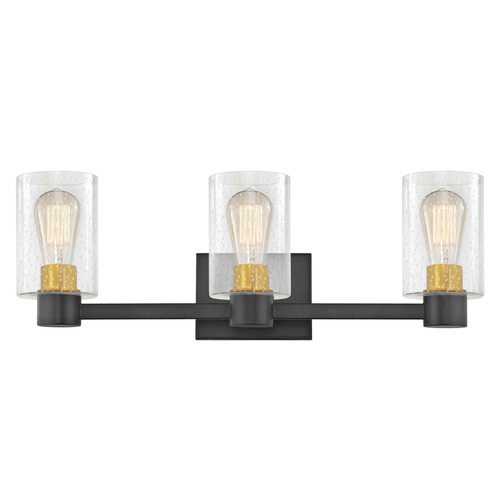 Design Classics Lighting Vashon 3-Light Bath Light in Matte Black & Brass by Design Classics 2103-07 SB GL1041C
