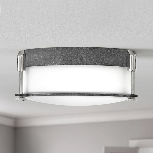 Hinkley Colbin 12.50-Inch Aged Zinc & Polished Nickel Flush Mount by Hinkley Lighting 3231DZ