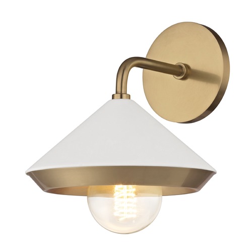 Mitzi by Hudson Valley Marnie Sconce in Brass by Mitzi by Hudson Valley H139101-AGB/WH