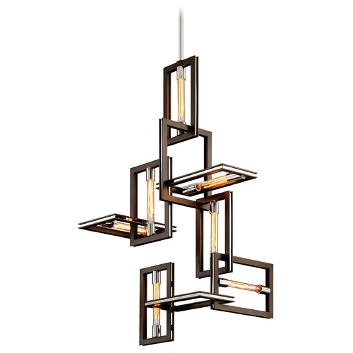 Troy Lighting Enigma Bronze with Polished Stainless Pendant by Troy Lighting F6187-TBZ/SS