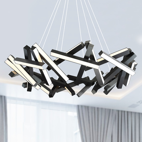 Modern Forms by WAC Lighting Chaos 61-Inch Round LED Chandelier in Black by Modern Forms PD-64861-BK