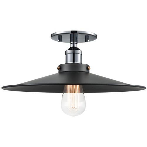 Matteo Lighting Bulstrodes Workshop Chrome & Black Semi-Flush Mount by Matteo Lighting X46113CHBK