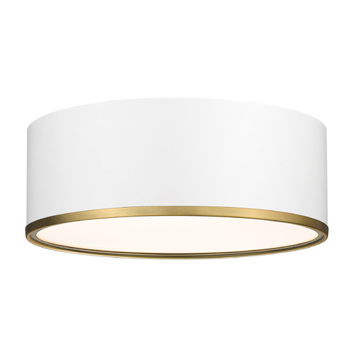 Z-Lite Arlo Matte White & Rubbed Brass Flush Mount by Z-Lite 2303F3-MW-RB