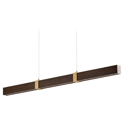 Decca 48-Inch LED Linear Pendant in Walnut & Brass by Oxygen Lighting