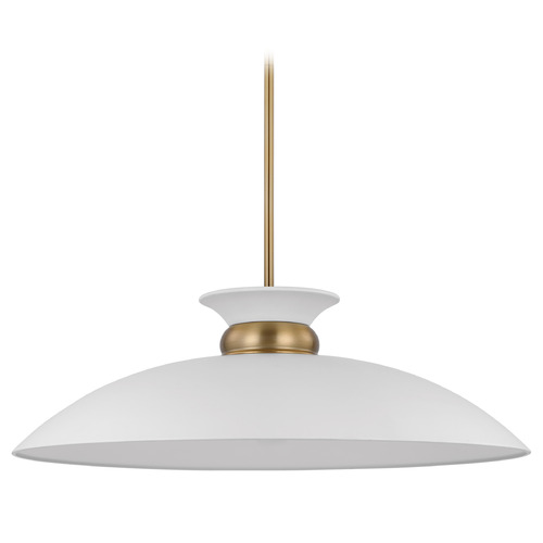 Perkins Large Pendant in Matte White & Brass by Nuvo Lighting