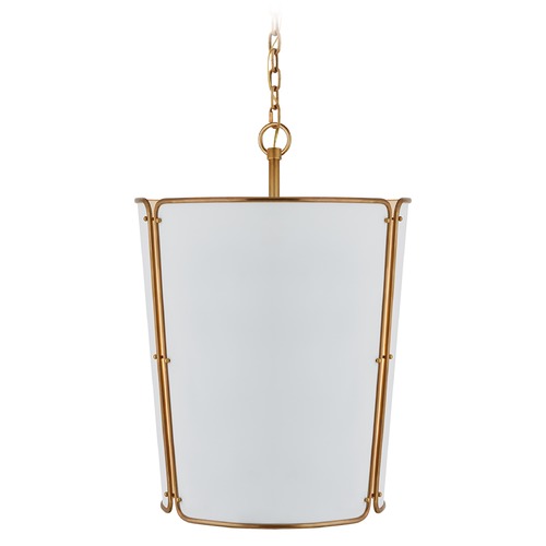 Visual Comfort Signature Collection Carrier & Company Hastings Pendant in Antique Brass by Visual Comfort Signature S5646HABWHT