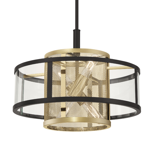 SoHo 4-Light Convertible Pendant in Coal & Brass by Metropolitan