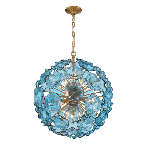 Crystorama Lighting Esme 9-Light Pendant in Aged Brass & Blue by Crystorama Lighting ESM-4006-AG-BL