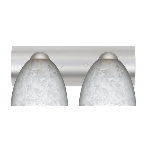 Modern Bathroom Light White Glass Satin Nickel by Besa Lighting