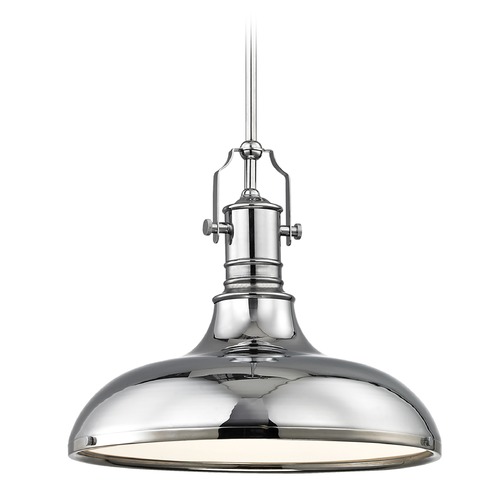 Design Classics Lighting Industrial Chrome Pendant Light with Metal Shade 15.63-Inch Wide 1765-26 SH1777-26 R1777-26