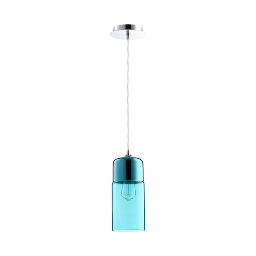 Berdan Mini Pendant in Chrome & Blue by Cyan Design