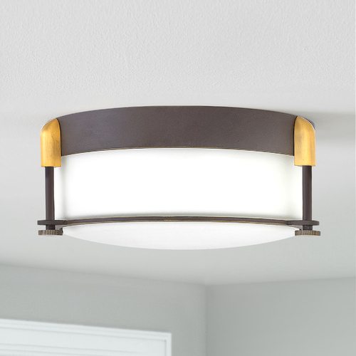 Colbin 12.50-Inch Oil Rubbed Bronze & Heritage Brass Flush Mount by Hinkley Lighting