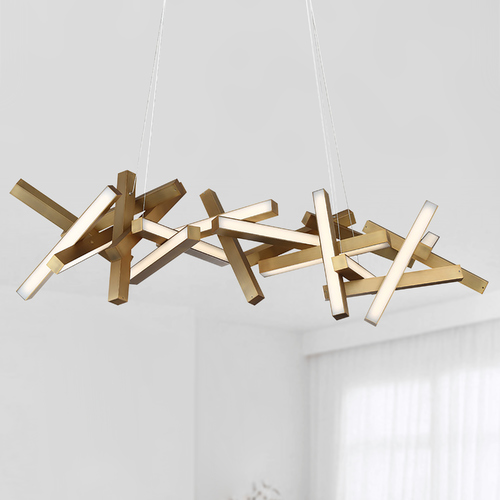 Modern Forms by WAC Lighting Chaos 72-Inch Linear LED Chandelier in Aged Brass by Modern Forms PD-64872-AB