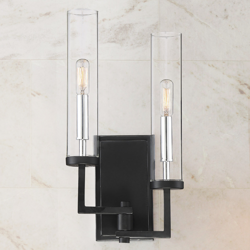 Savoy House Folsom Double Wall Sconce in Black & Chrome by Savoy House 9-2134-2-67