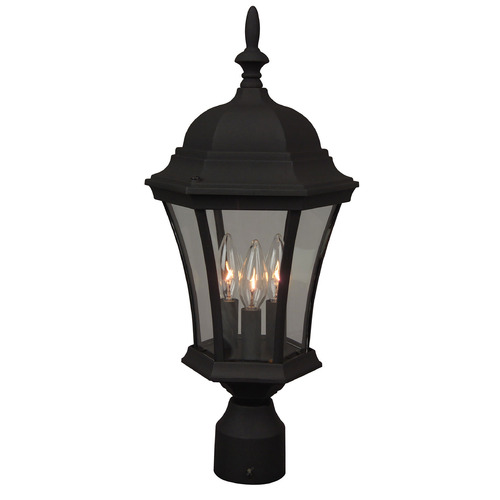 Curved Glass Cast Textured Black Post Light by Craftmade Lighting