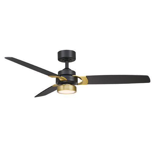 Fanimation Fans Fanimation Fans Amped Black with Brushed Satin Brass LED Ceiling Fan with Light FP7634BLBS