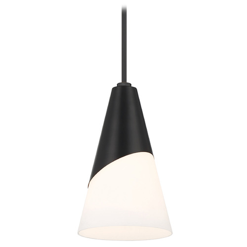 Crystorama Lighting Tori Matte Black Mini-Pendant Light with Conical Shade