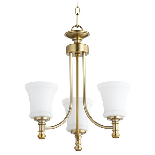 Quorum Lighting Rossington Aged Brass Mini-Chandelier by Quorum Lighting 6122-3-80